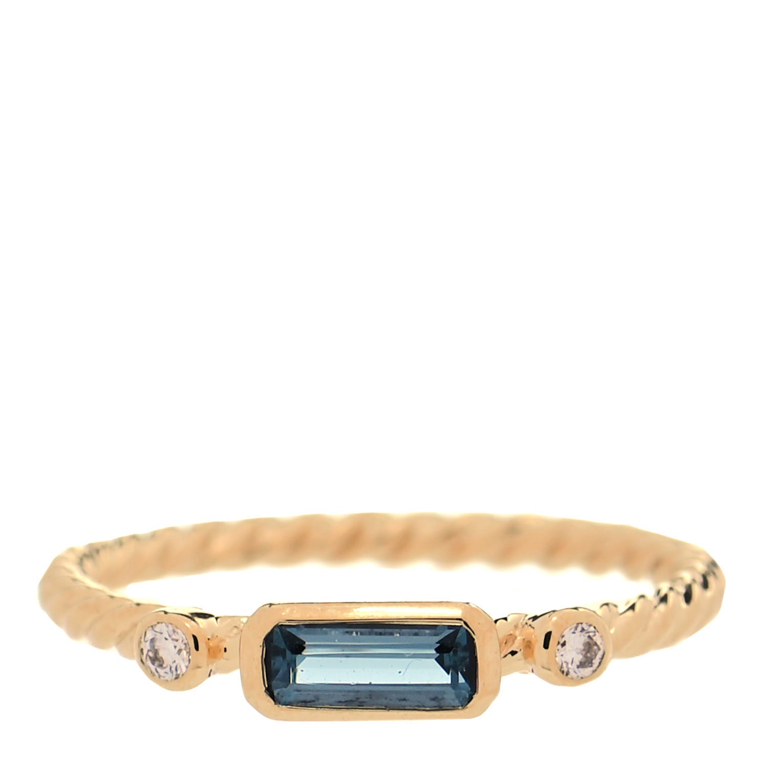 David Yurman 18K Yellow Gold Diamond Blue Topaz Novella Ring 52 6 1 of 3