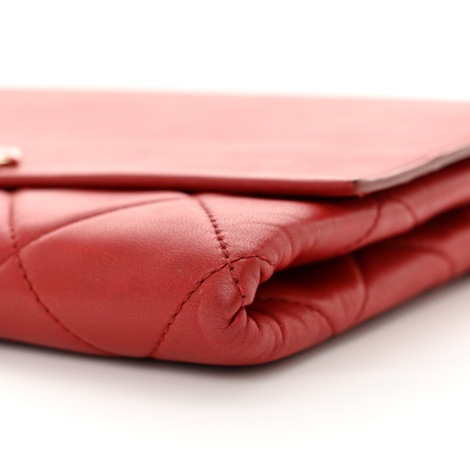 Chanel Lambskin Quilted Retro Label Clutch Red 10 of 14