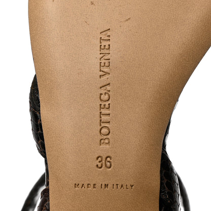 Bottega Veneta Calfskin Python Printed Spiral Flat Sandals 36 Chocolate 6 of 8