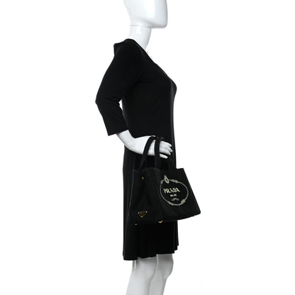 Prada Canapa Small Logo Tote Black Talco 2 of 10