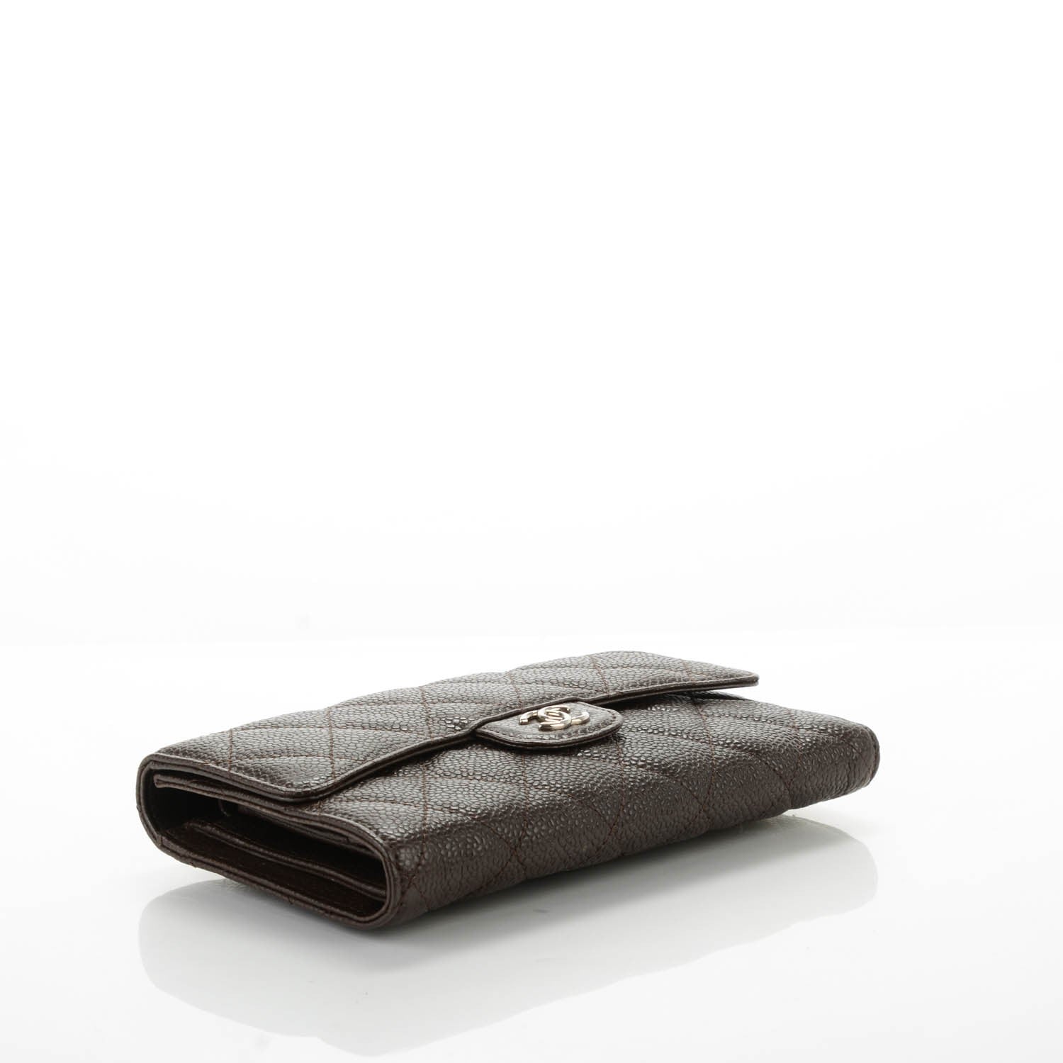 Chanel Caviar Quilted Long Flap Wallet Dark Brown 4 of 8