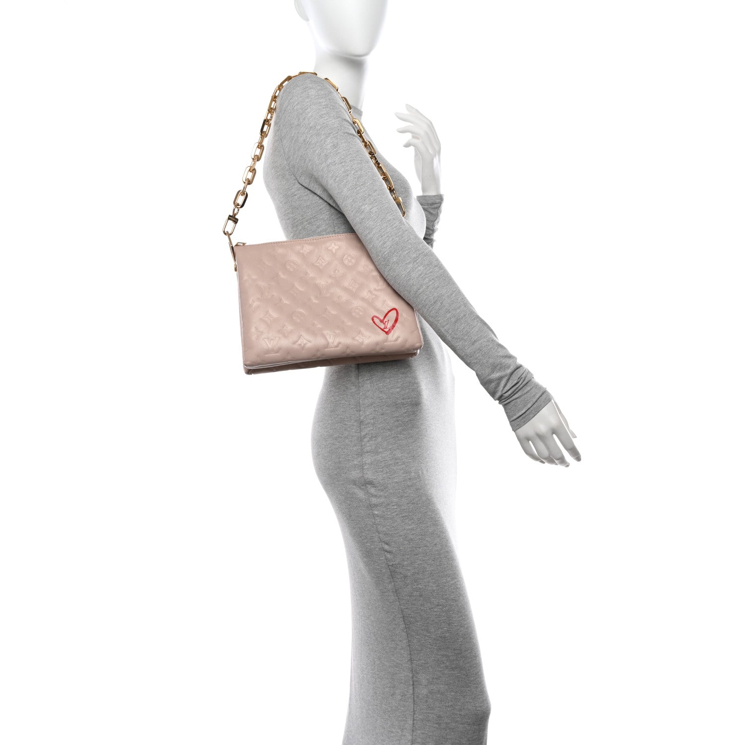 Louis Vuitton Lambskin Embossed Monogram Fall In Love Coussin PM Dragée Light Pink 2 of 12