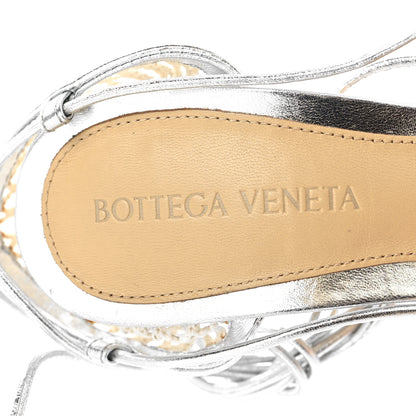 Bottega Veneta Mesh Metallic Nappa Stretch Ankle Tie Sandals 35 Silver 7 of 8