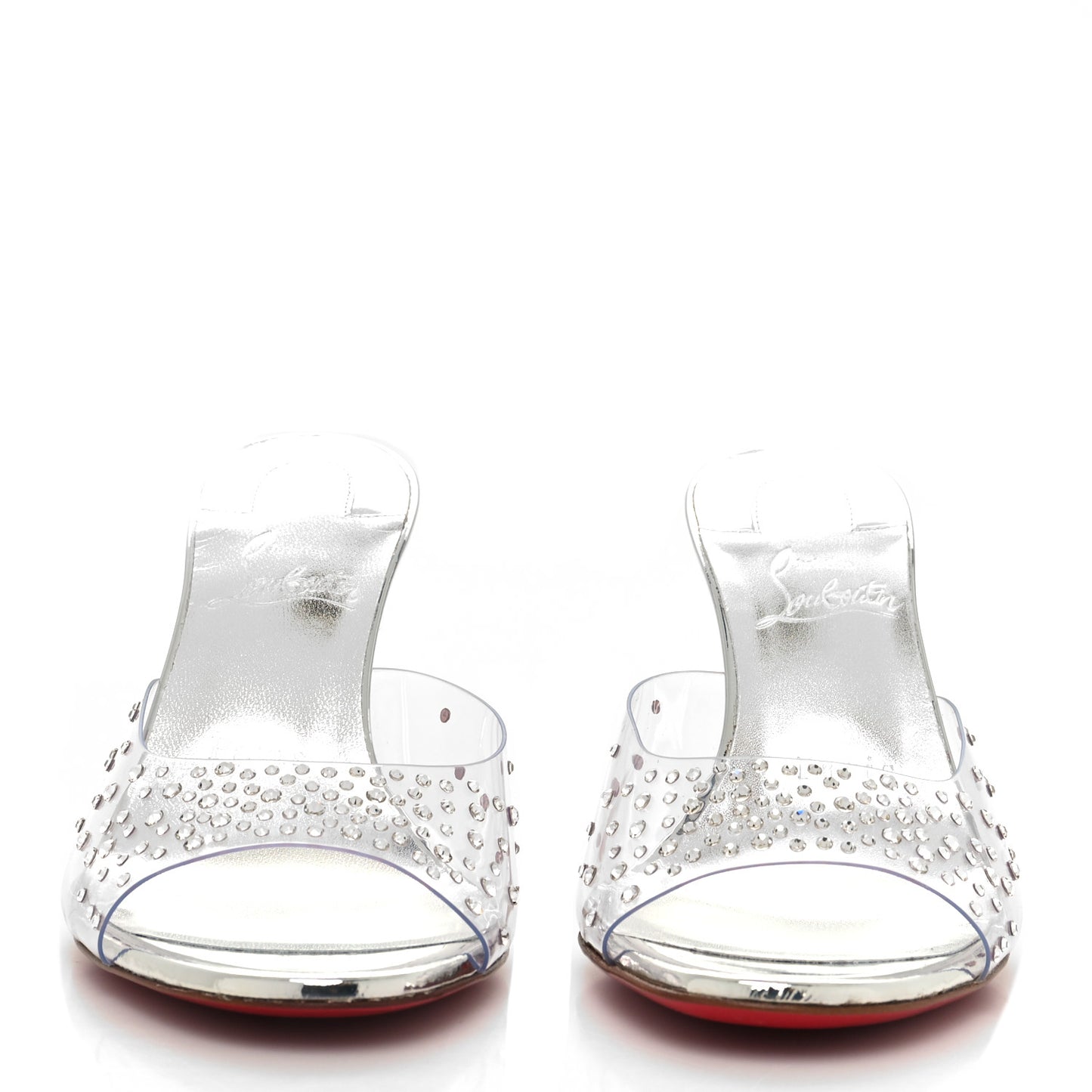 PVC Crystal Degramule Strass 85 Mules 37 Silver
