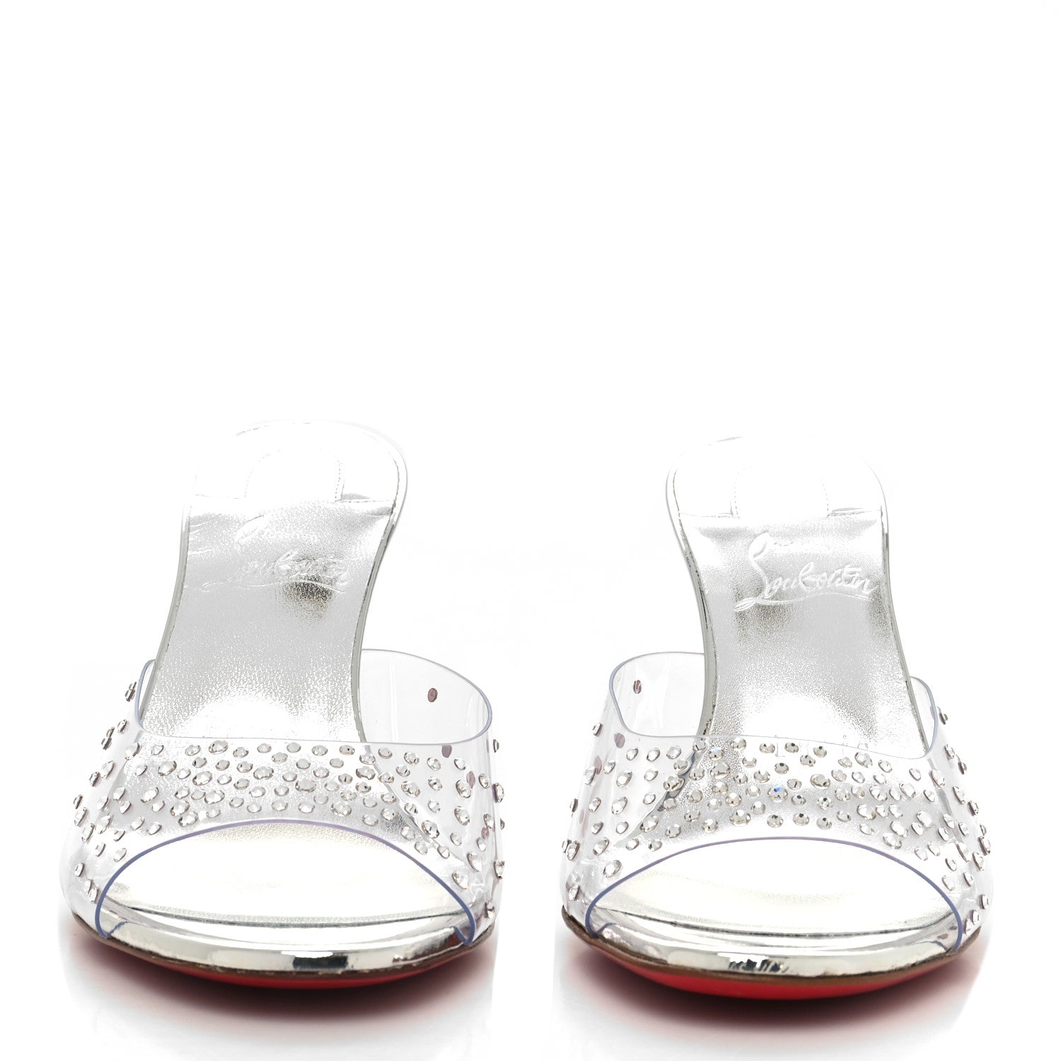 Christian Louboutin PVC Crystal Degramule Strass 85 Mules 37 Silver 2 of 7