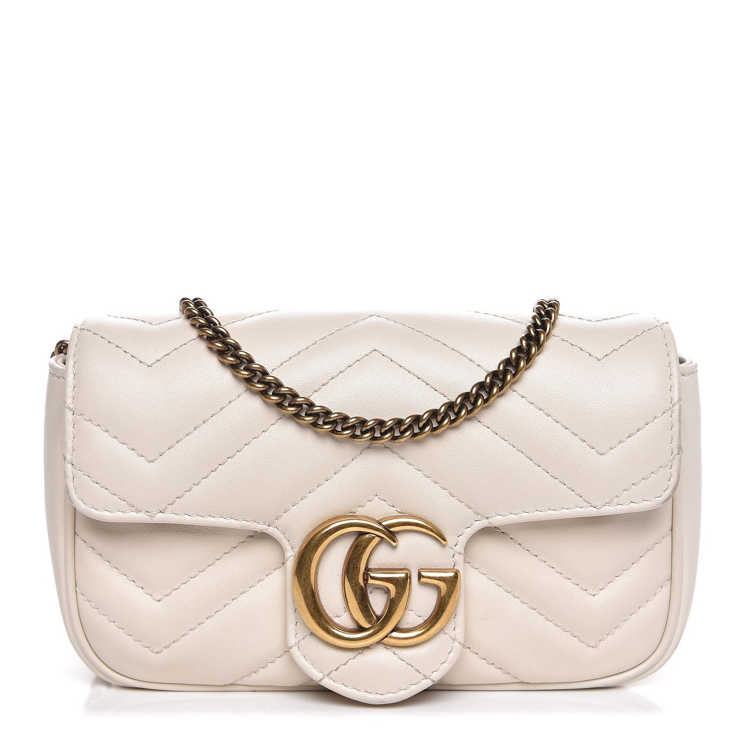 Gucci Calfskin Matelasse Super Mini GG Marmont Shoulder Bag White 1 of 9