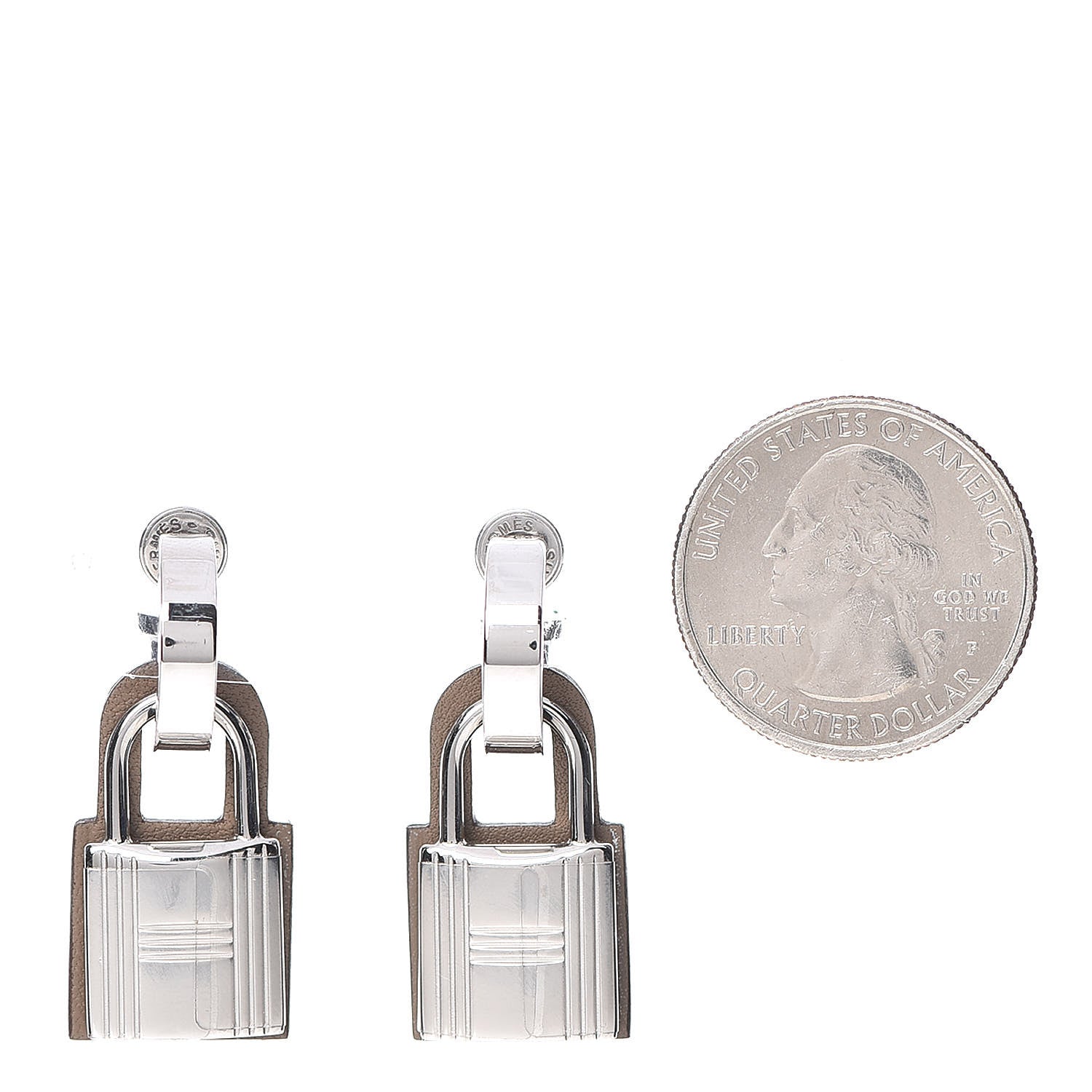 Hermes Palladium Swift O'Kelly Earrings Etoupe 2 of 7
