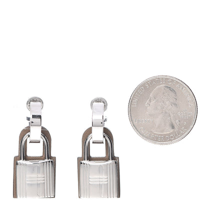 Hermes Palladium Swift O'Kelly Earrings Etoupe 2 of 7