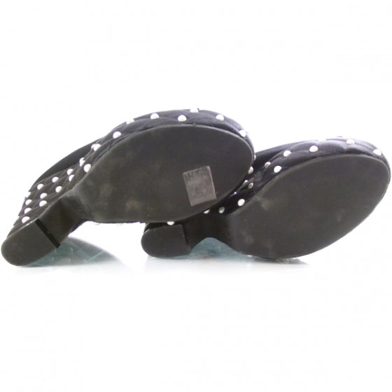 Satin Quilted Pearl Platform Heels 39 Black