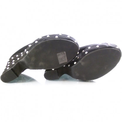 Chanel Satin Quilted Pearl Platform Heels 39 Black 4 of 7