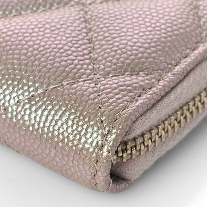 Chanel Iridescent Caviar Quilted Zipped Key Holder Case Beige 8 of 9