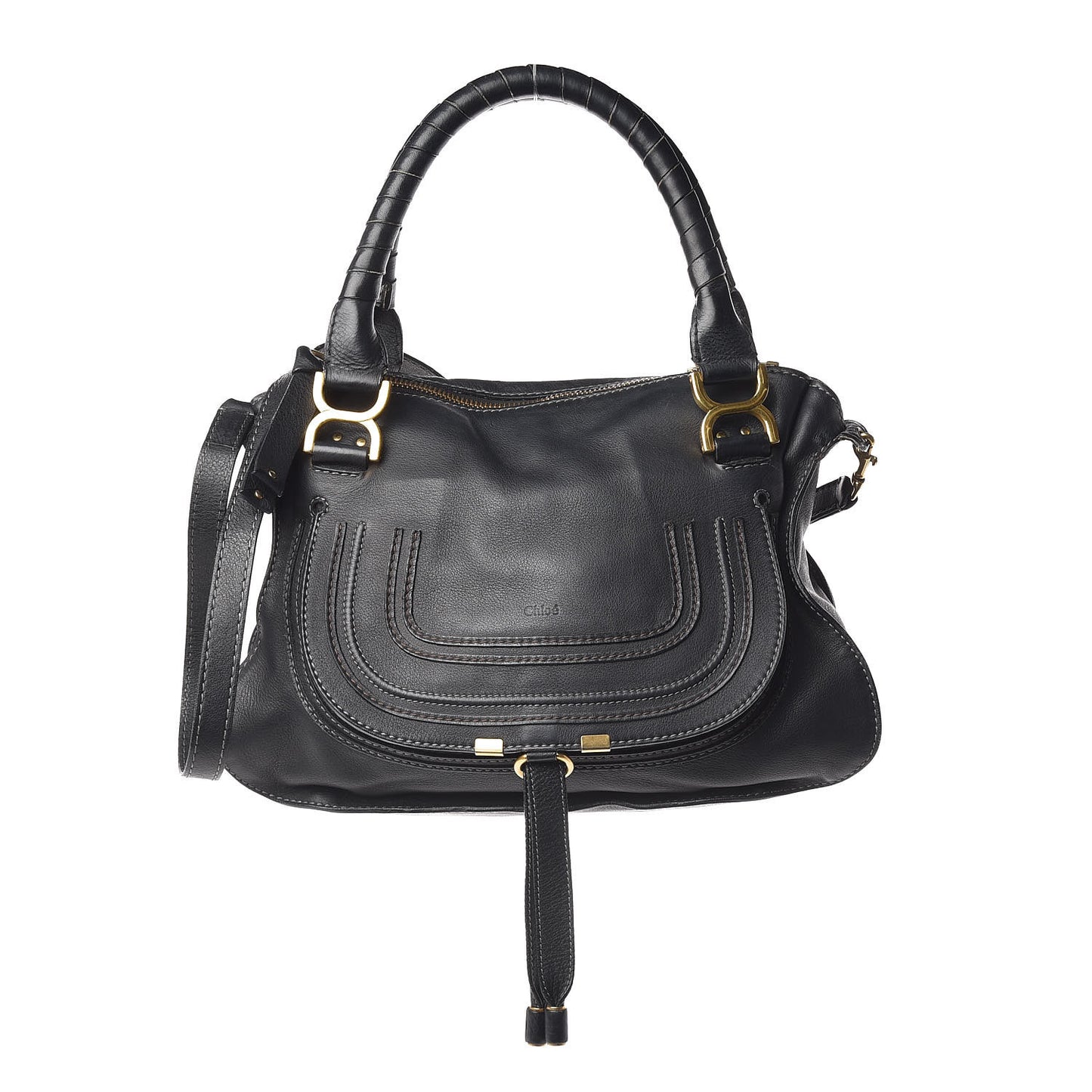 Calfskin Medium Marcie Satchel Black