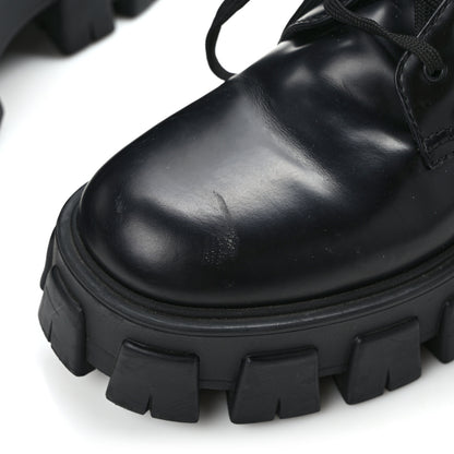Prada Spazzolato Rois Nylon Metal Triangle Logo Monolith Pouch Pocket 55mm Boots 38.5 Black 10 of 11