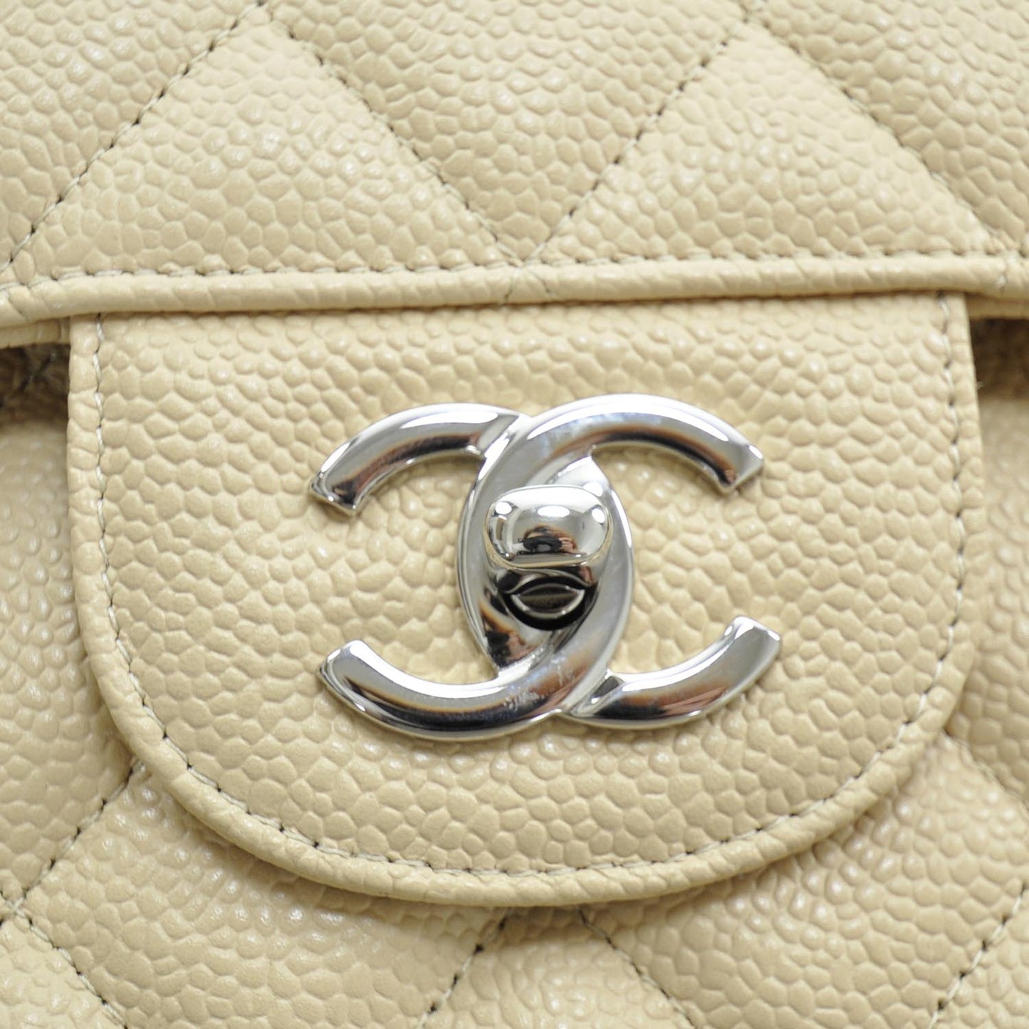 Caviar Jumbo Double Flap Beige Clair