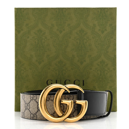 Gucci GG Supreme Monogram Matte Plutone Calfskin Double G 40mm Belt 115 46 Beige Ebony Black 6 of 6
