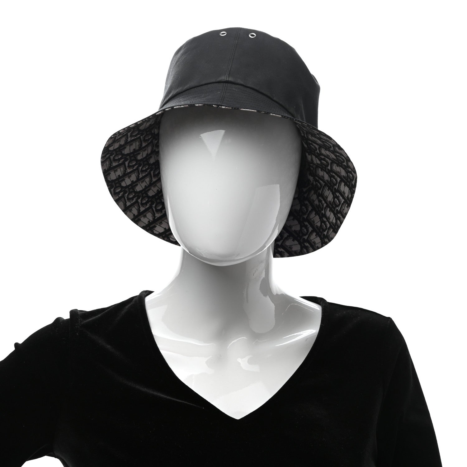 Christian Dior Oblique Reversible Teddy-D Brim Bucket Hat 58 Black 4 of 15