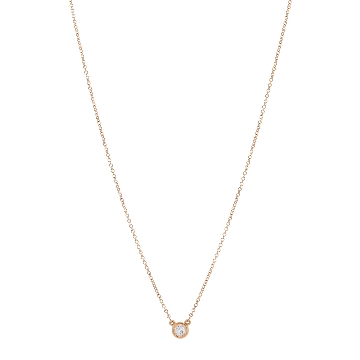 18K Rose Gold Diamond .10ct Elsa Peretti Diamonds by the Yard Pendant Necklace