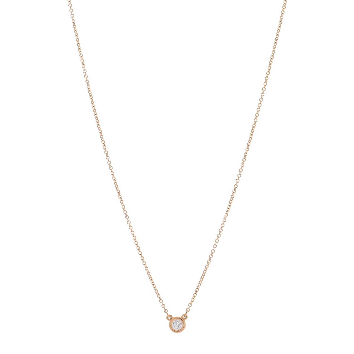 Tiffany 18K Rose Gold Diamond .10ct Elsa Peretti Diamonds by the Yard Pendant Necklace 1 of 4
