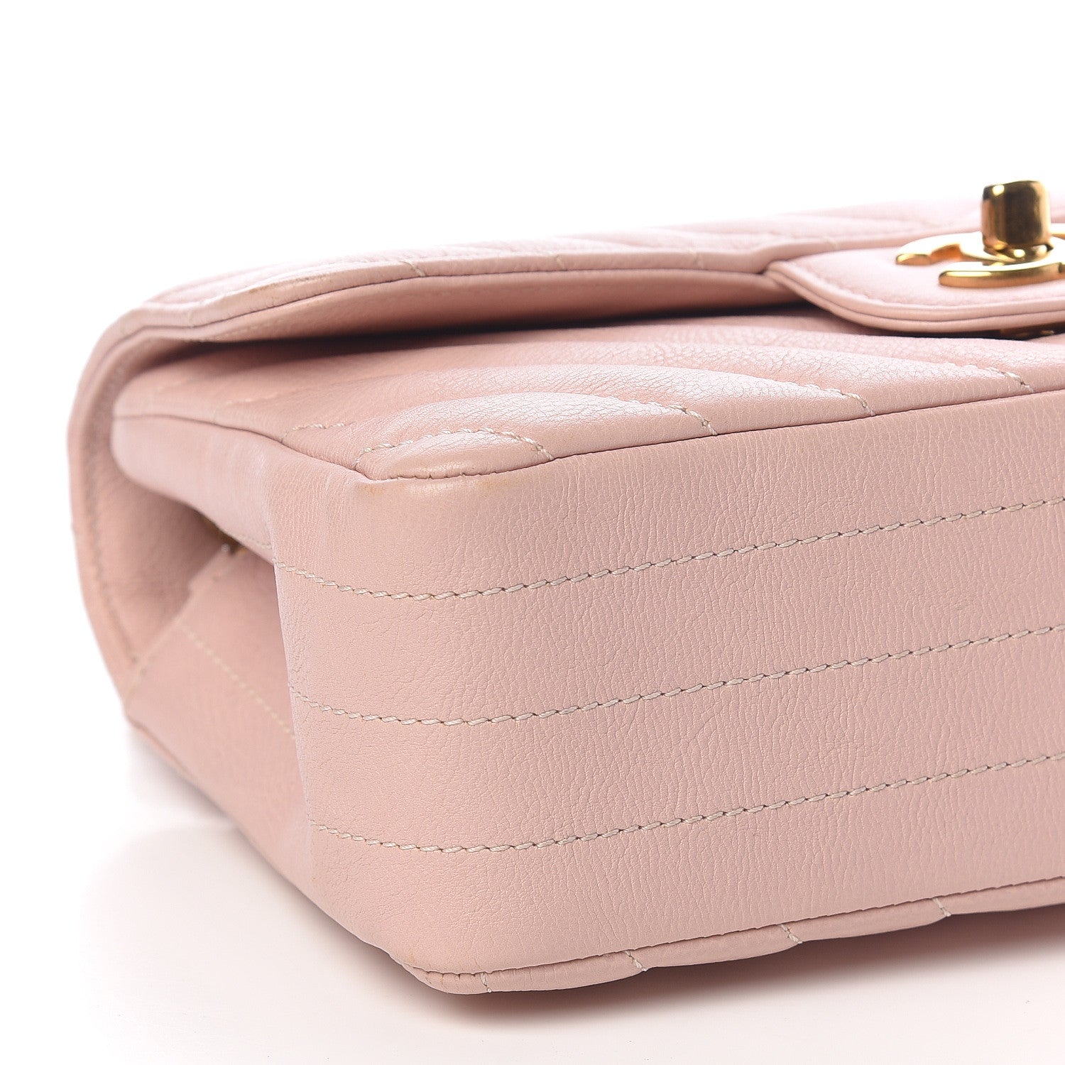 Chanel Calfskin Chevron Quilted Mini Rectangular Flap Light Pink 8 of 11