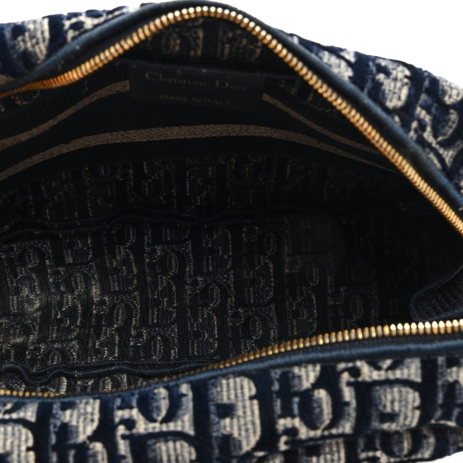 Christian Dior Velvet Oblique Cosmetic Pouch Blue 5 of 6