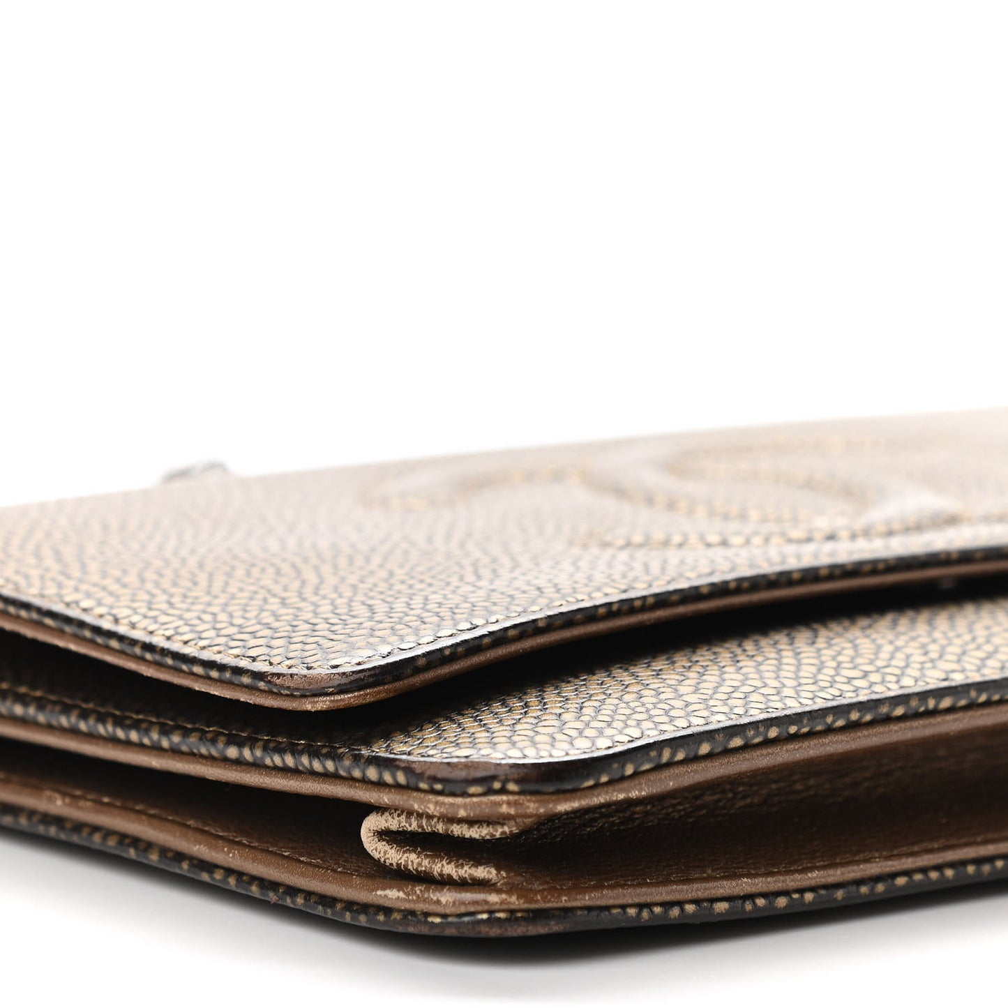 Metallic Caviar Timeless CC Wallet On Chain WOC Bronze