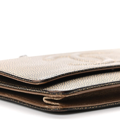 Chanel Metallic Caviar Timeless CC Wallet On Chain WOC Bronze 13 of 14