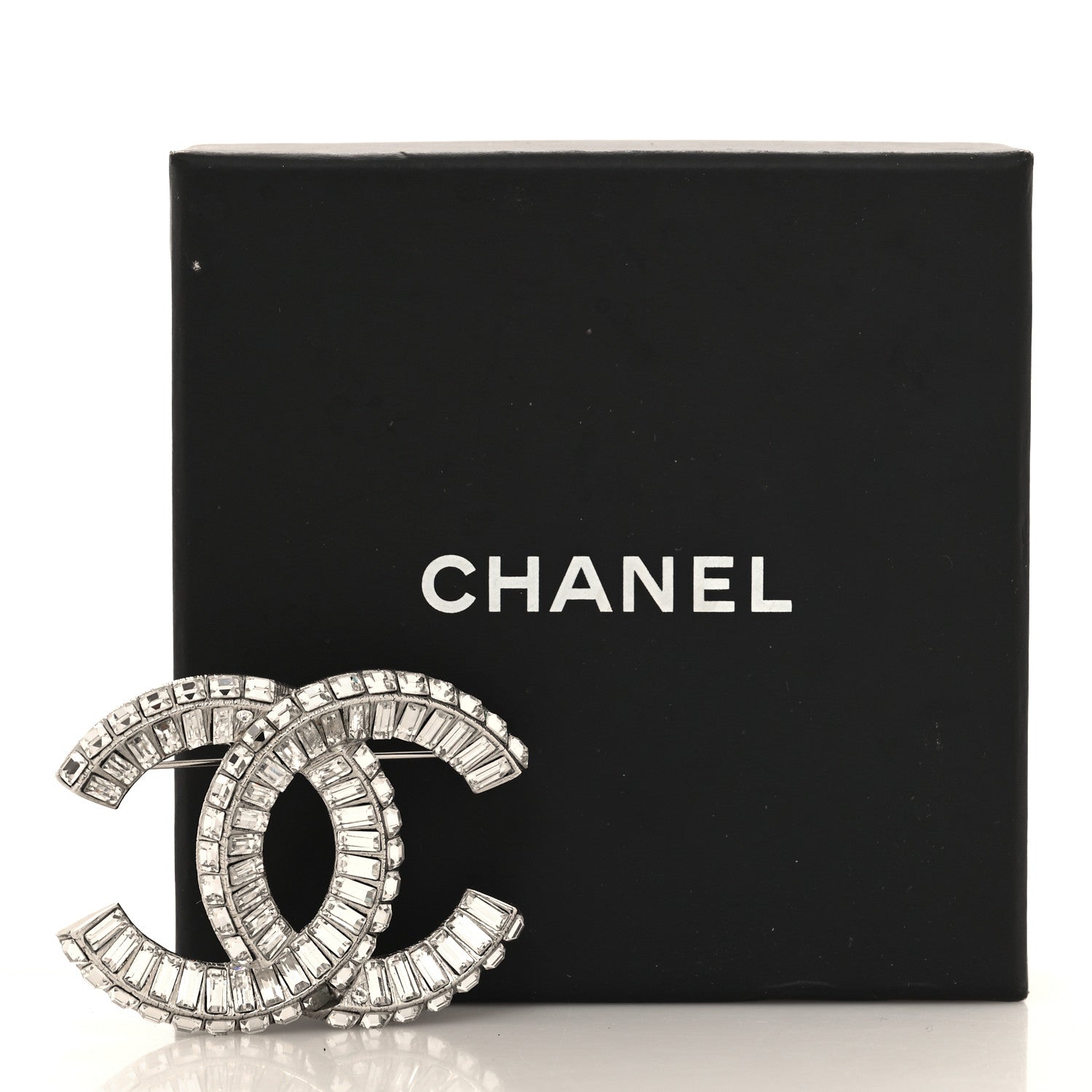 Chanel Baguette Crystal CC Brooch Silver 5 of 5