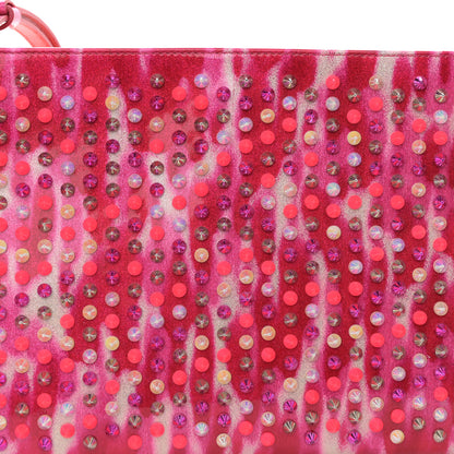 Christian Louboutin CHRISTIAN LOUBOUTIN Patent Glittart Studded Loubiposh Chain Clutch Shocking Pink 7 of 9