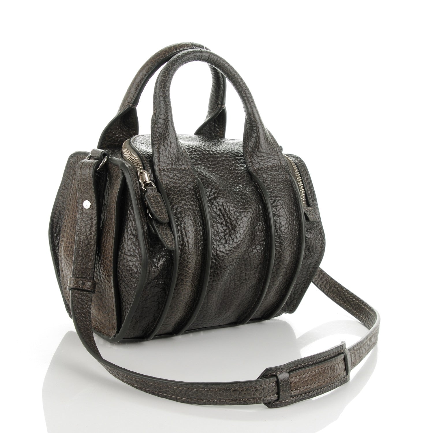 Alexander Wang Pebbled Lambskin Inside Out Rockie Gunpowder 3 of 8
