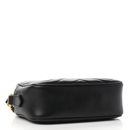 Gucci Calfskin Matelasse Mini GG Marmont Chain Shoulder Bag Black 3 of 8