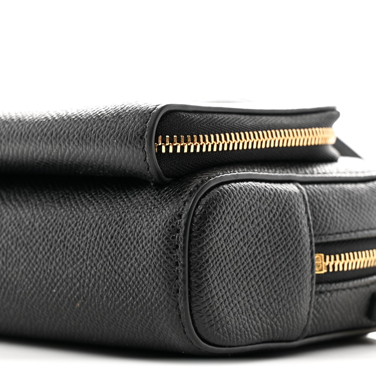 Grained Calfskin Caro Double Pouch Black