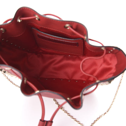Valentino Garavani Vitello Mini Rockstud Chain Strap Bucket Bag Red 5 of 9