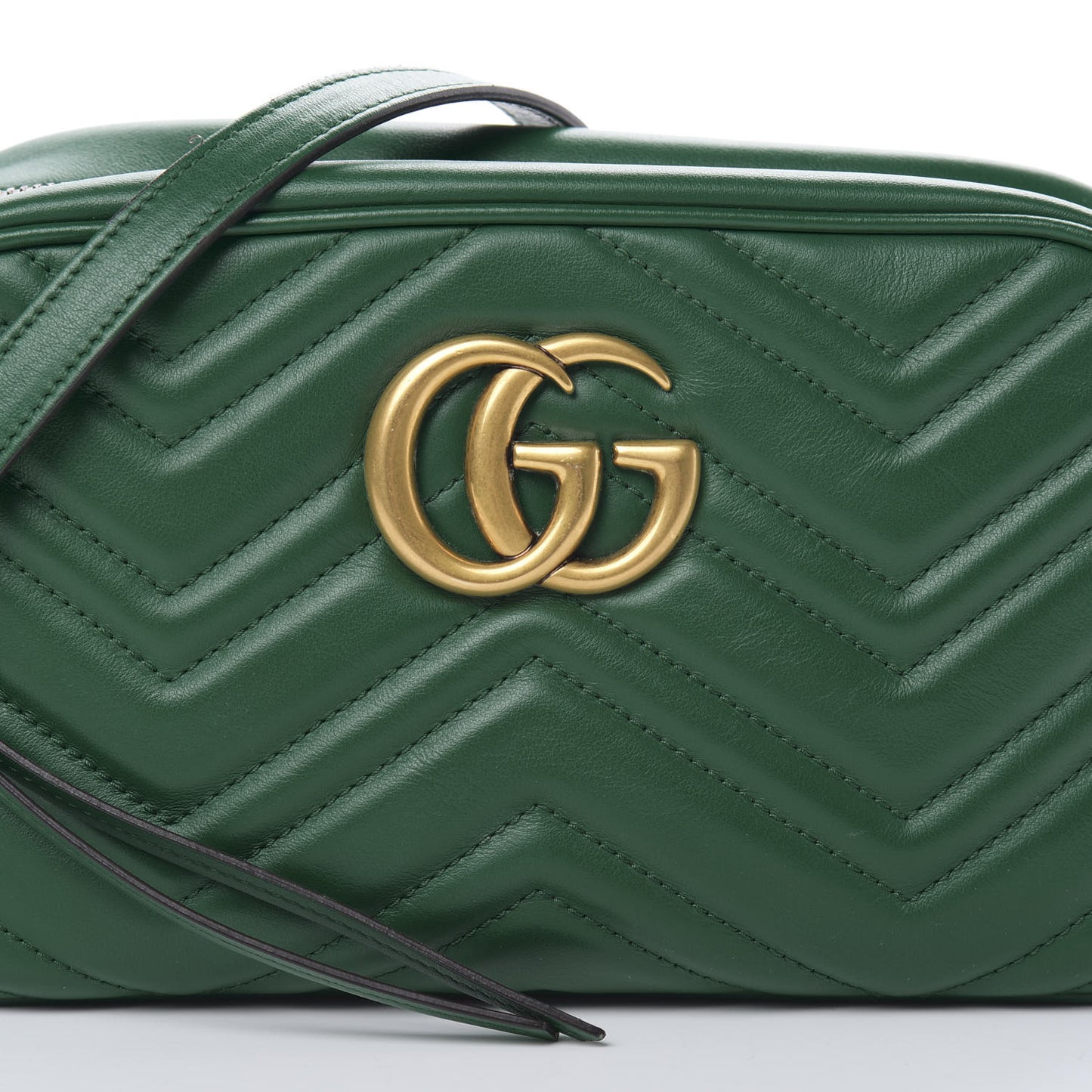 Calfskin Matelasse Small GG Marmont Chain Shoulder Bag Emerald Green