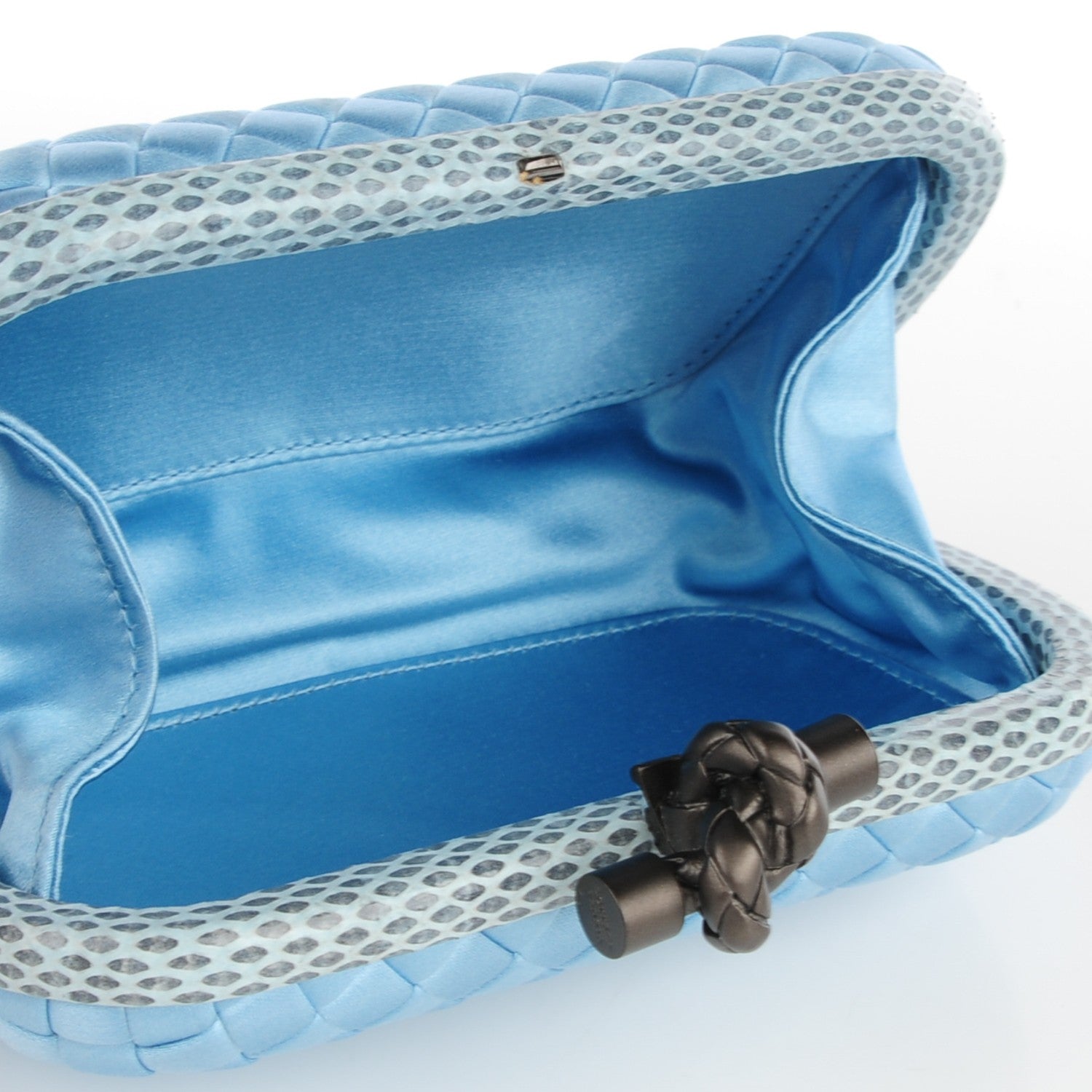 Bottega Veneta Satin Intreccio Impero Ayers Knot Clutch Ciel 5 of 6