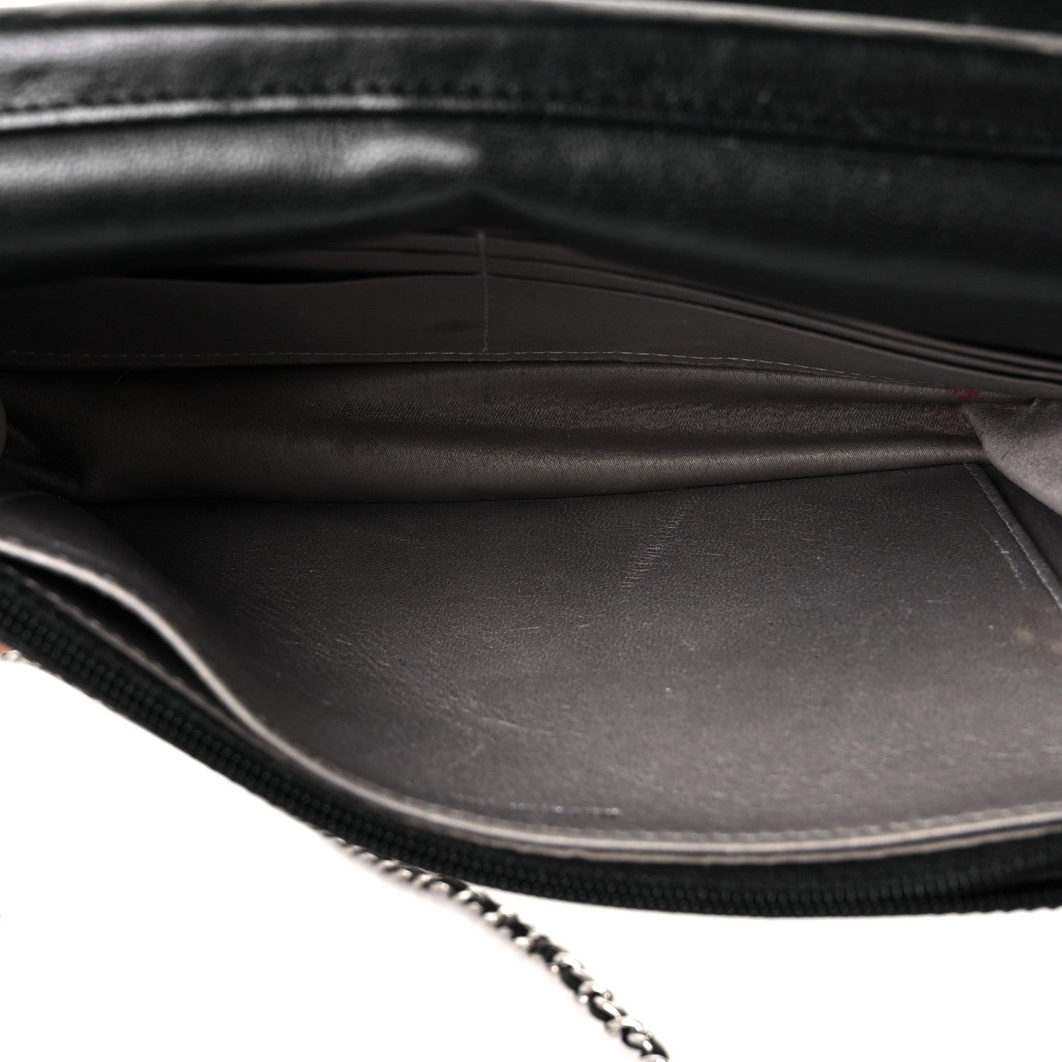 Chanel Lambskin Camellia Embossed Wallet On Chain WOC Black 5 of 11