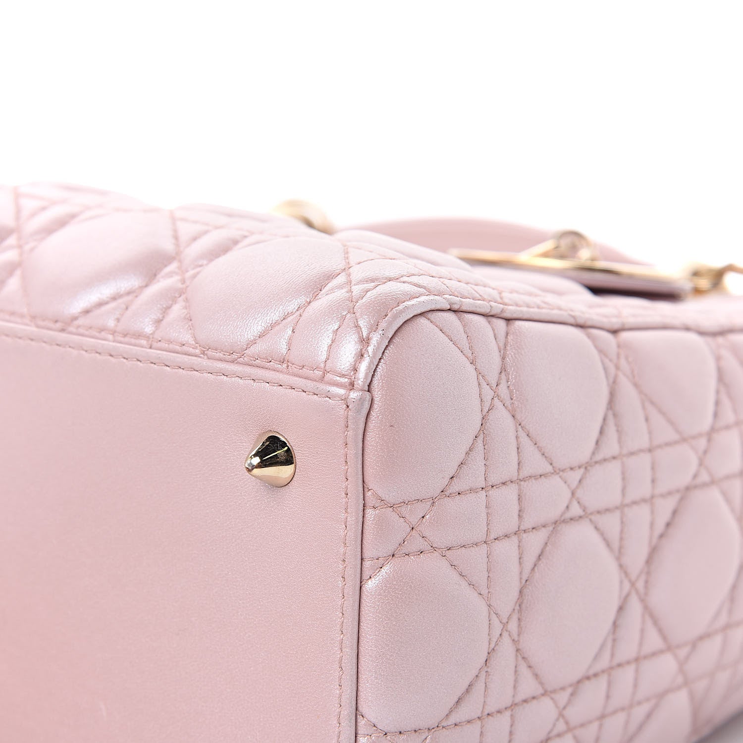 Christian Dior Pearly Lambskin Cannage Medium Lady Dior Lotus 15 of 15