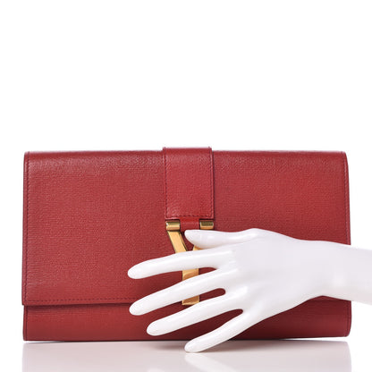 Saint Laurent Calfskin Classic Y Ligne Clutch Red 2 of 8