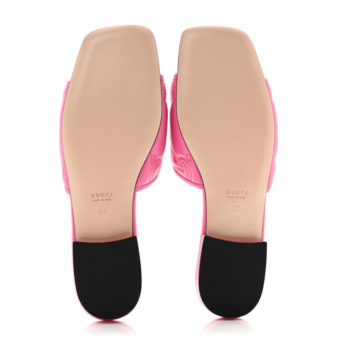Nappa GG Matelasse GG Marmont Flat Slide Sandals 37 Bon Bon