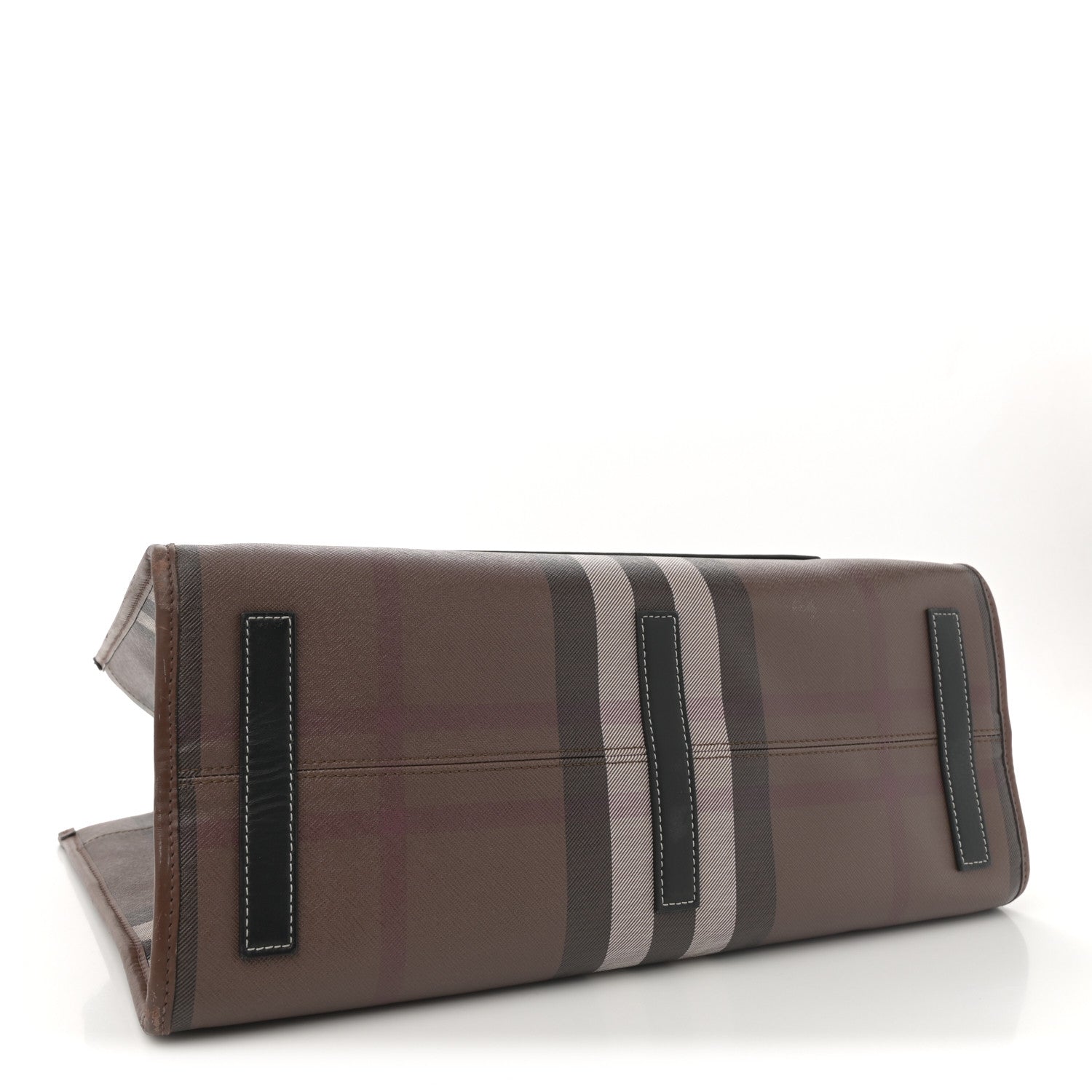 Burberry E-Canvas Check Calfskin Medium Freya Tote Dark Birch Brown 4 of 11