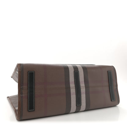 Burberry E-Canvas Check Calfskin Medium Freya Tote Dark Birch Brown 4 of 11