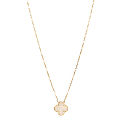 Van Cleef & Arpels 18K Yellow Gold Mother of Pearl Vintage Alhambra Pendant Necklace 1 of 6