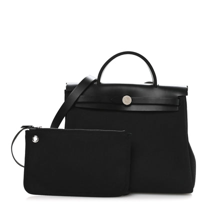 Hermes Military Toile Vache Hunter Herbag Zip Retourne 31 PM Black 3 of 11