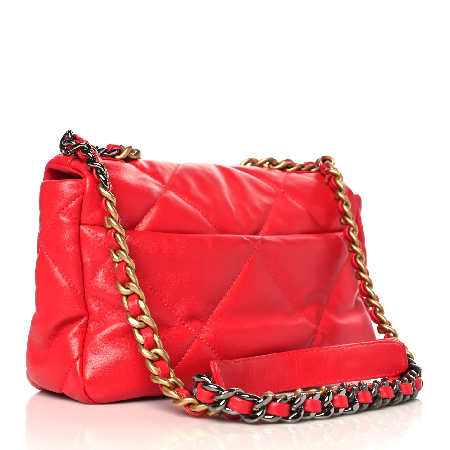 Lambskin Quilted Medium Chanel 19 Flap Red