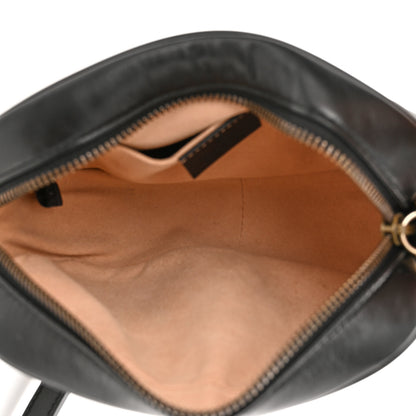 Gucci Calfskin Matelasse Mini GG Marmont Chain Shoulder Bag Black 5 of 10