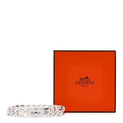Hermes Sterling Silver GM Kelly Gourmette Bracelet XL 4 of 4
