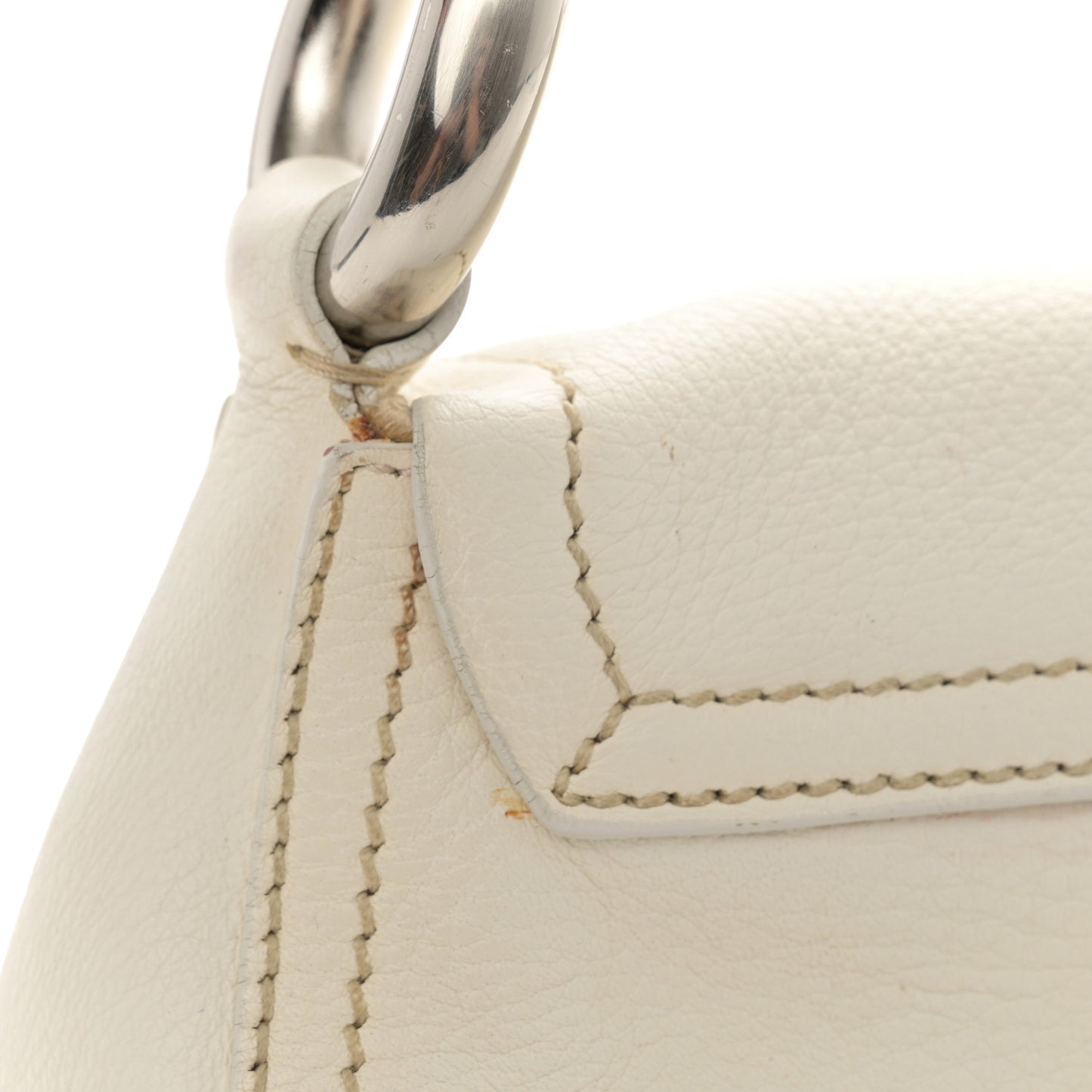 Vitello Daino Swing Flap Shoulder Bag White