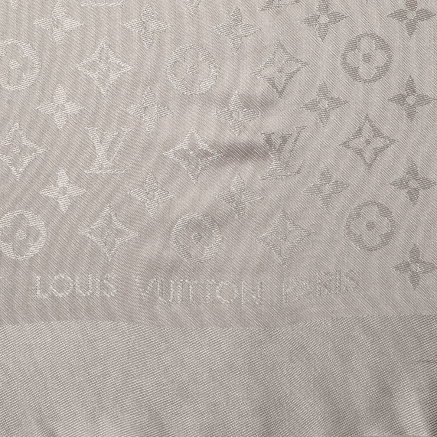Wool Silk Monogram Shawl Beige