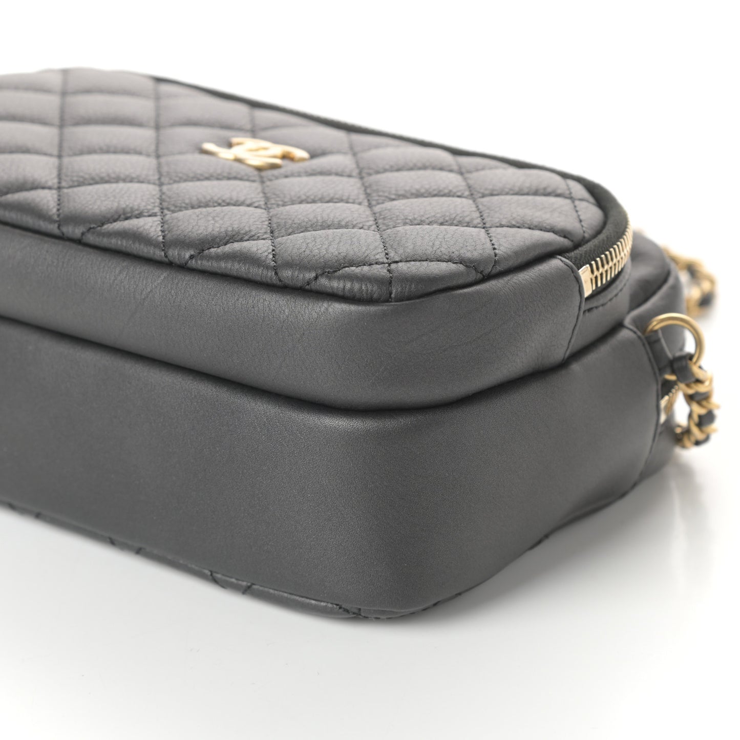 Calfskin Quilted Day Trips Camera Case Black