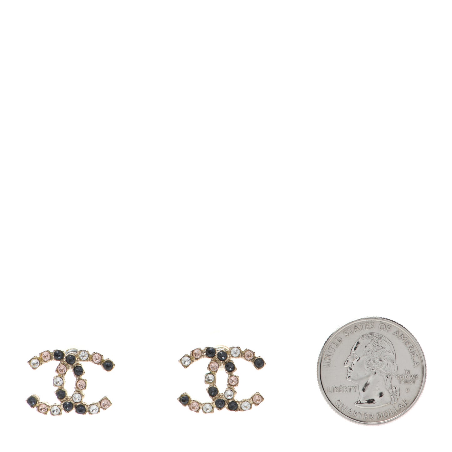 Metal Baguette Crystal CC Earrings Black Orange