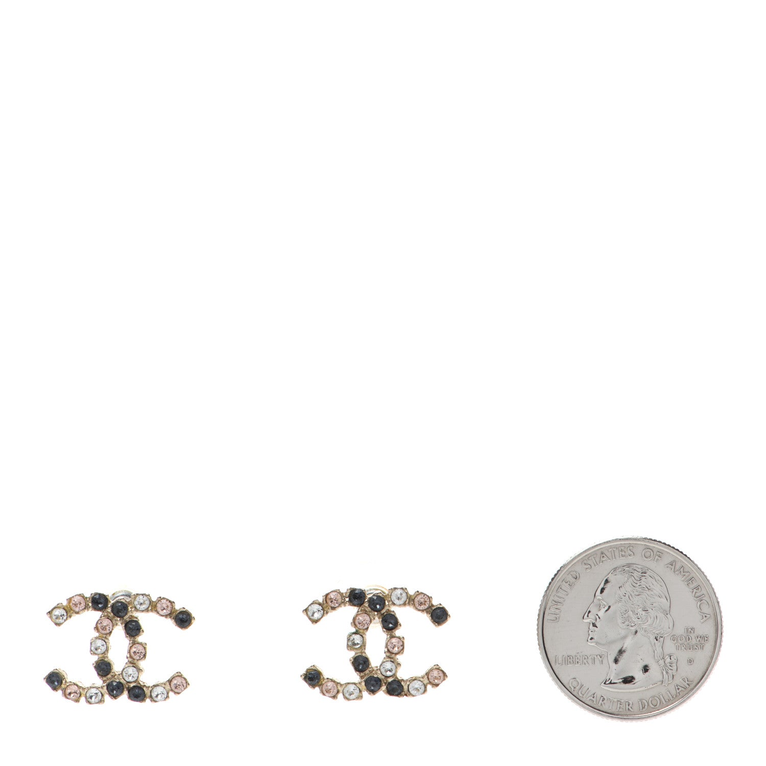 Chanel Metal Baguette Crystal CC Earrings Black Orange 2 of 5